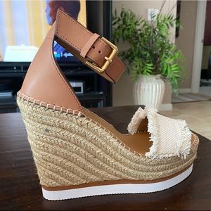 See by Chloe Glyn Wedge Espadrilles sz 40